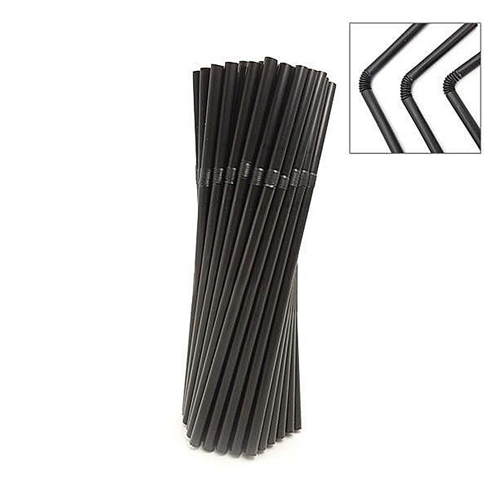 STRAW FLEXIBLE 6 ML HITAM (100 PCS)